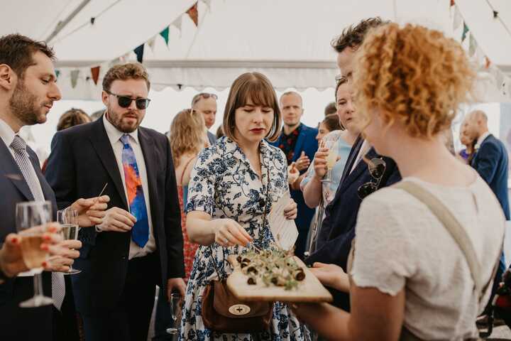 Wedding Breakfast being served by the Fossil Food team