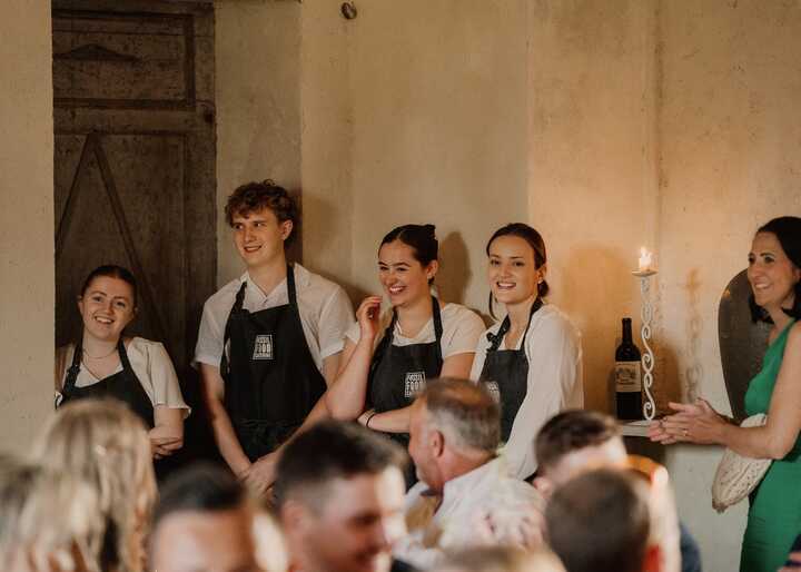 Fossil Food team serving wedding canapes